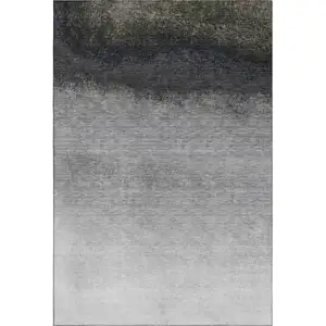 Photo of Silver Gray And Black Ombre Washable Area Rug With UV Protection