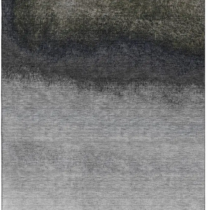 Silver Gray And Black Ombre Washable Area Rug With UV Protection Photo 3