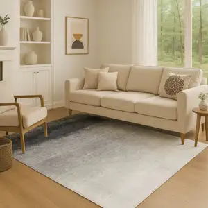 Photo of Silver Gray And Black Ombre Washable Area Rug With UV Protection