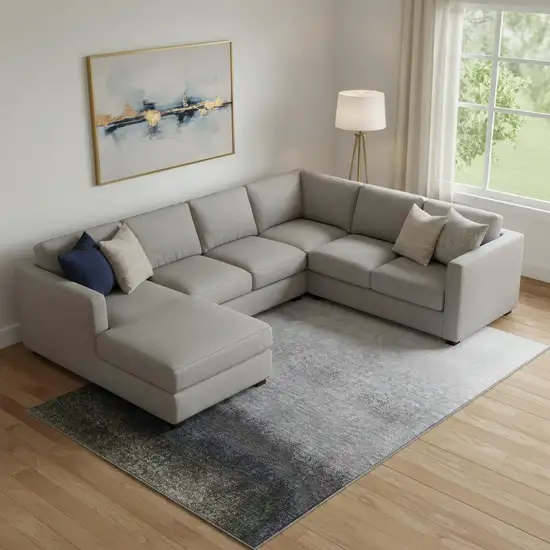 Silver Gray And Black Ombre Washable Area Rug With UV Protection Photo 2