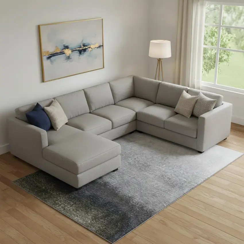 Silver Gray And Black Ombre Washable Area Rug With UV Protection Photo 2