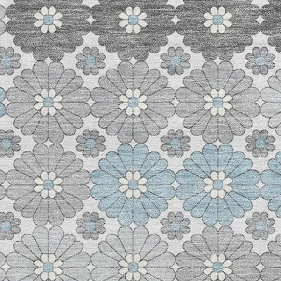 Silver Gray And Blue Geometric Washable Area Rug With UV Protection Photo 2
