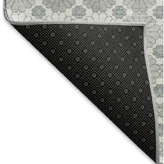 Silver Gray And Blue Geometric Washable Area Rug With UV Protection Photo 6