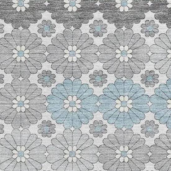 Silver Gray And Blue Geometric Washable Area Rug With UV Protection Photo 2