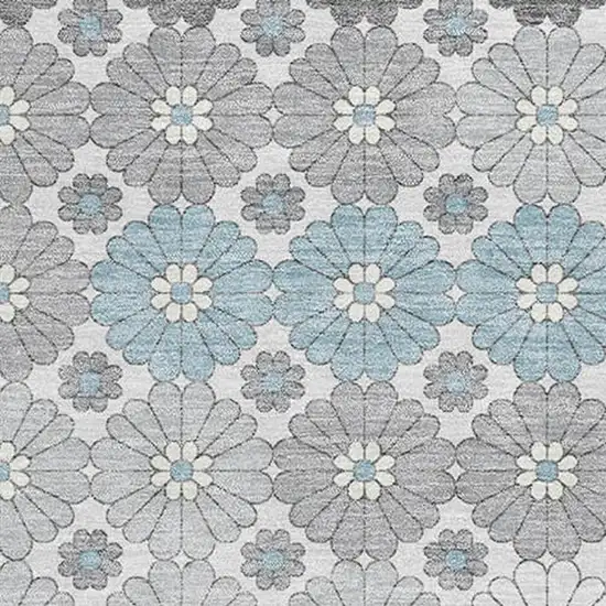 Silver Gray And Blue Geometric Washable Area Rug With UV Protection Photo 2