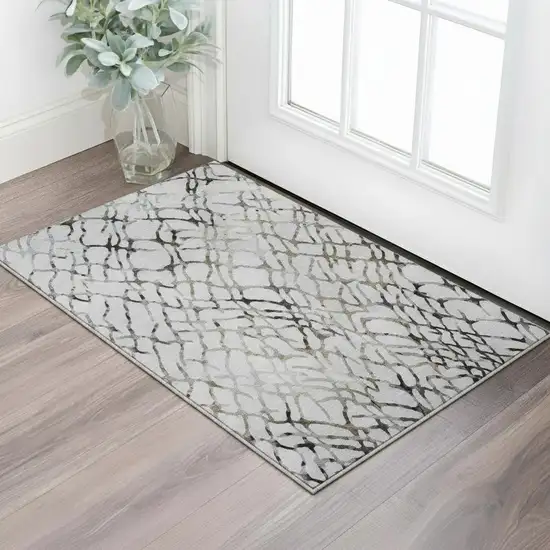 Silver Gray And Brown Abstract Washable Area Rug With UV Protection Photo 2