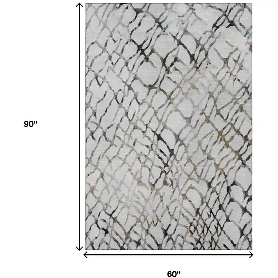 Silver Gray And Brown Abstract Washable Area Rug With UV Protection Photo 7