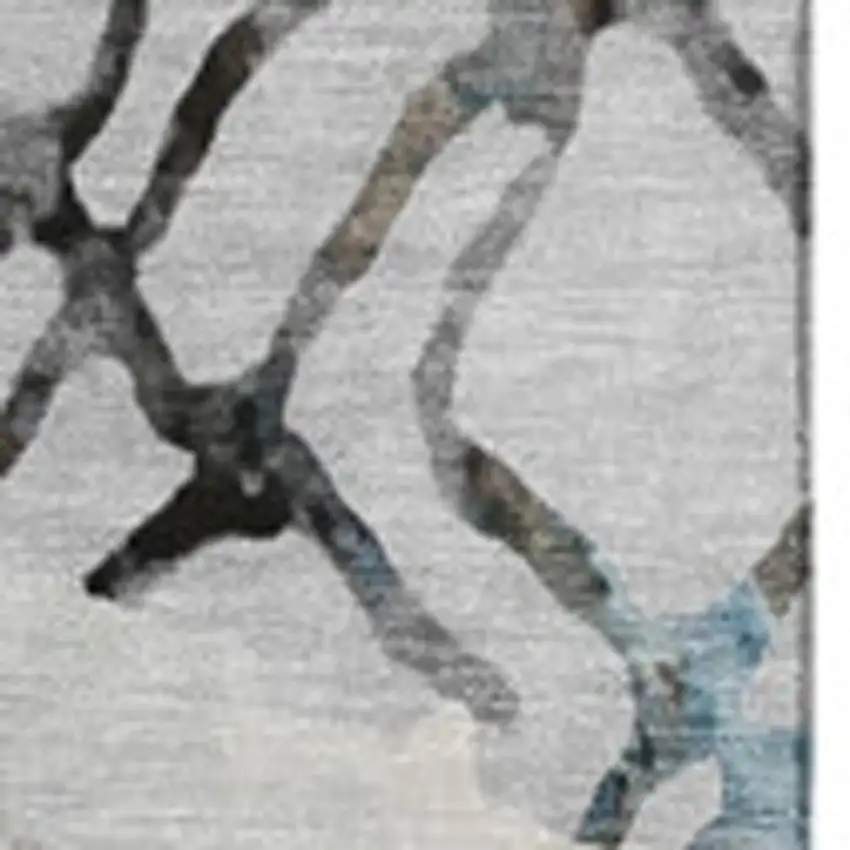 Silver Gray And Brown Abstract Washable Area Rug With UV Protection Photo 9