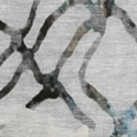 Silver Gray And Brown Abstract Washable Area Rug With UV Protection Photo 3