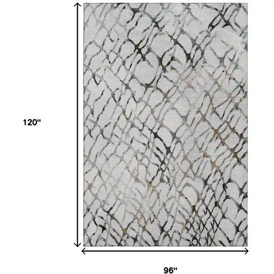 Silver Gray And Brown Abstract Washable Area Rug With UV Protection Photo 7