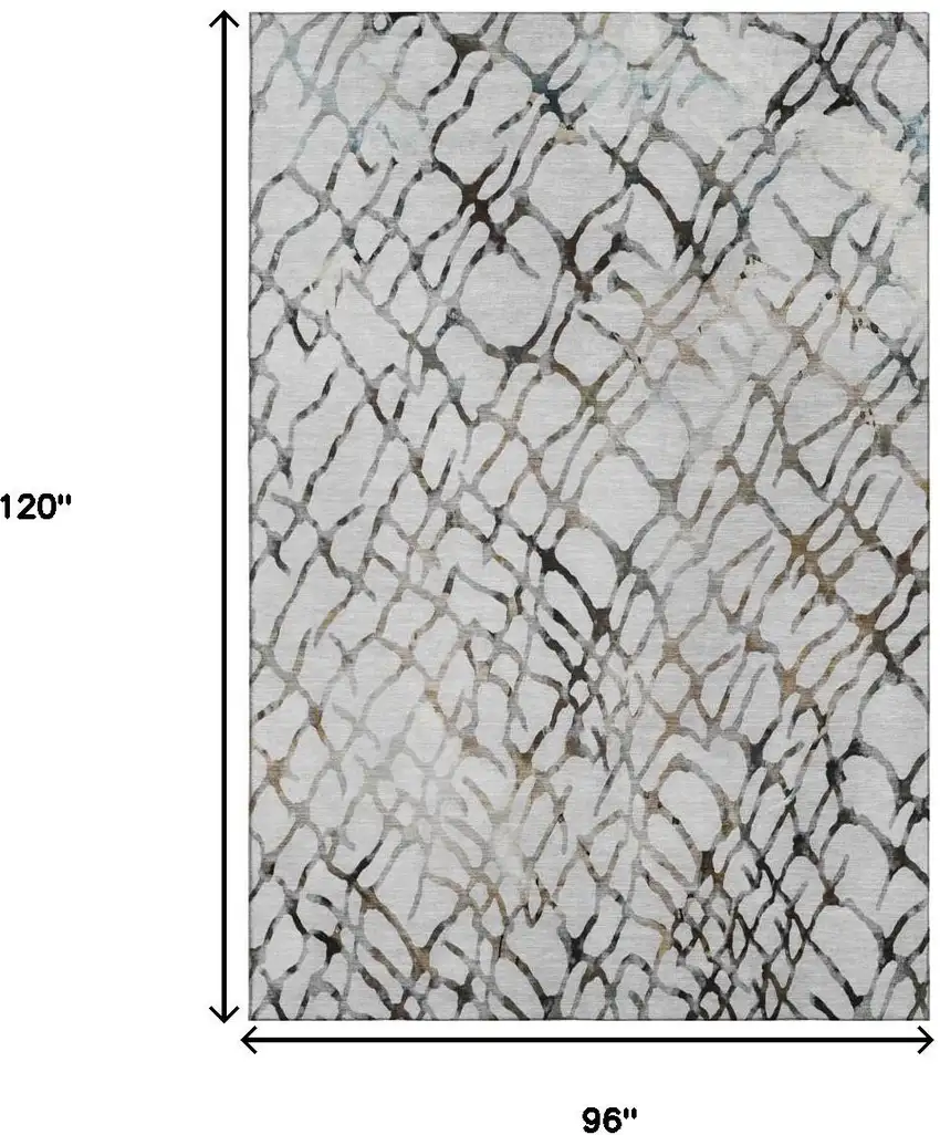 Silver Gray And Brown Abstract Washable Area Rug With UV Protection Photo 7
