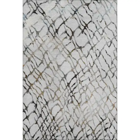 Silver Gray And Brown Abstract Washable Area Rug With UV Protection Photo 4