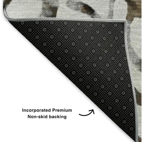 Silver Gray And Brown Abstract Washable Area Rug With UV Protection Photo 8