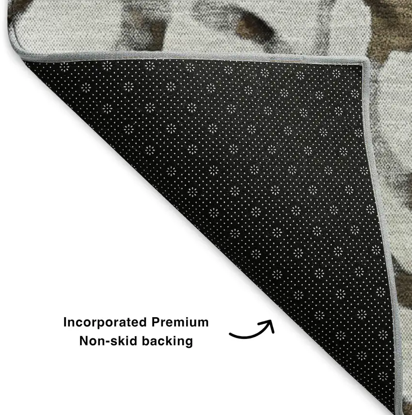 Silver Gray And Brown Abstract Washable Area Rug With UV Protection Photo 8