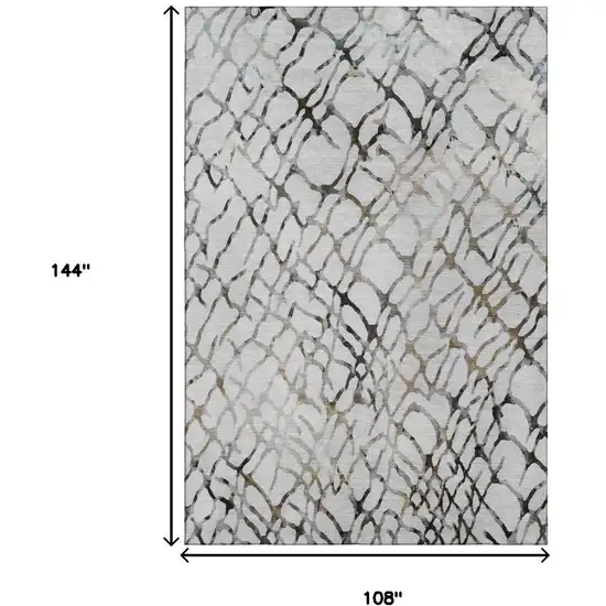 Silver Gray And Brown Abstract Washable Area Rug With UV Protection Photo 7