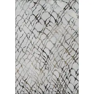 Photo of Silver Gray And Brown Abstract Washable Area Rug With UV Protection