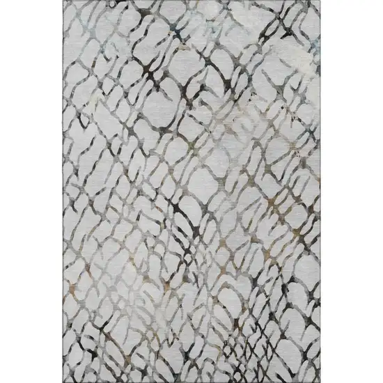 Silver Gray And Brown Abstract Washable Area Rug With UV Protection Photo 1