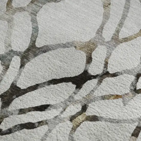 Silver Gray And Brown Abstract Washable Area Rug With UV Protection Photo 7