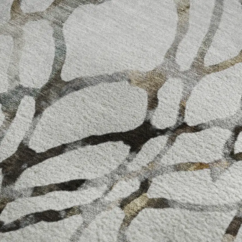 Silver Gray And Brown Abstract Washable Area Rug With UV Protection Photo 7