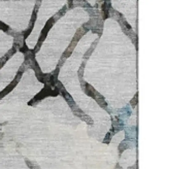 Silver Gray And Brown Abstract Washable Area Rug With UV Protection Photo 8