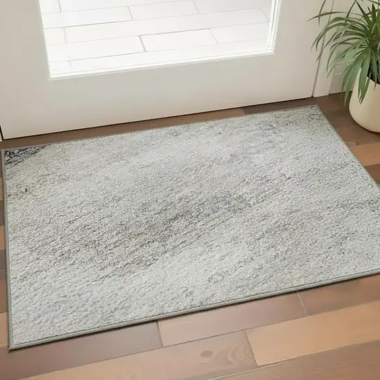Silver Gray And Brown Geometric Washable Area Rug With UV Protection Photo 2
