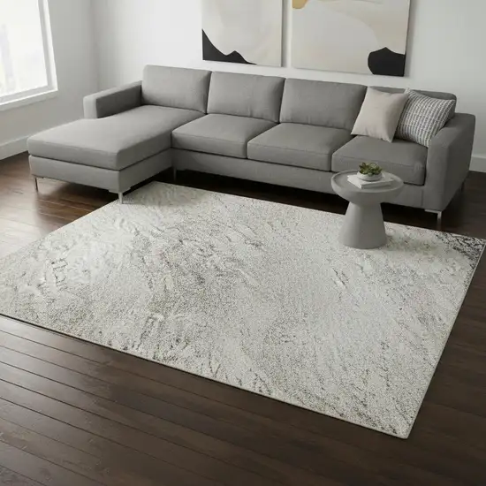 Silver Gray And Brown Geometric Washable Area Rug With UV Protection Photo 2