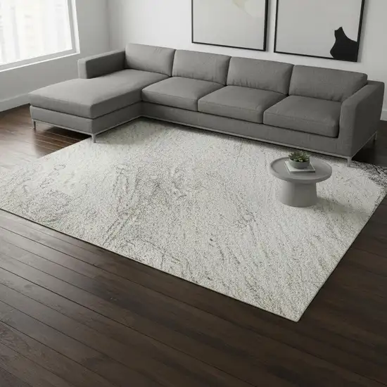 Silver Gray And Brown Geometric Washable Area Rug With UV Protection Photo 2