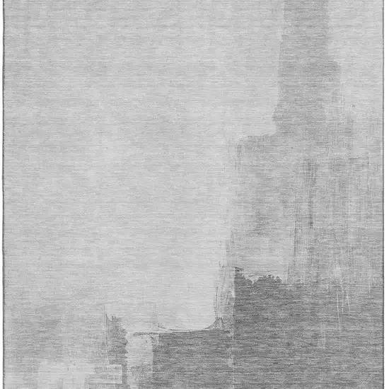 Silver Gray And Charcoal Abstract Washable Area Rug With UV Protection Photo 3