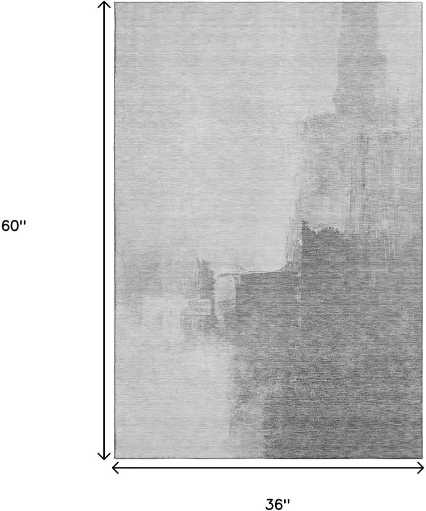 Silver Gray And Charcoal Abstract Washable Area Rug With UV Protection Photo 3