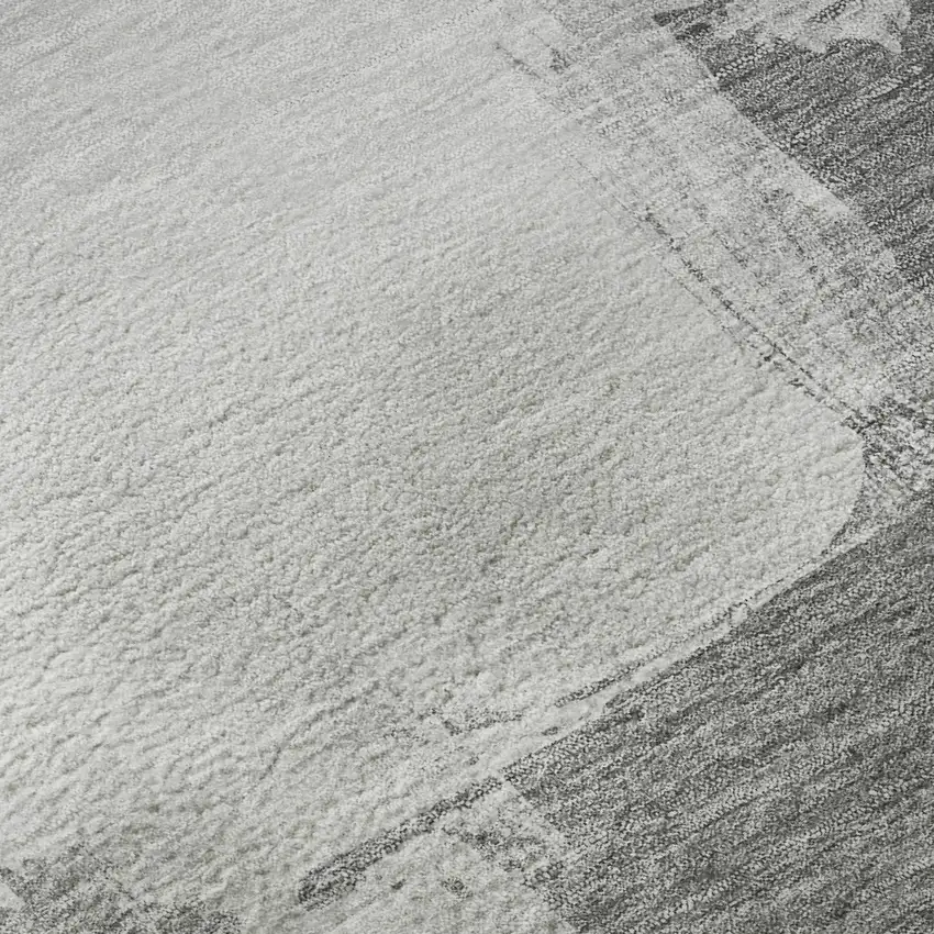 Silver Gray And Charcoal Abstract Washable Area Rug With UV Protection Photo 9