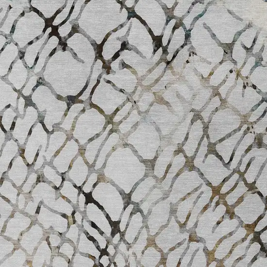 Silver Gray And Charcoal Abstract Washable Indoor Outdoor Area Rug Photo 7