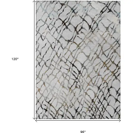 Silver Gray And Charcoal Abstract Washable Indoor Outdoor Area Rug Photo 3