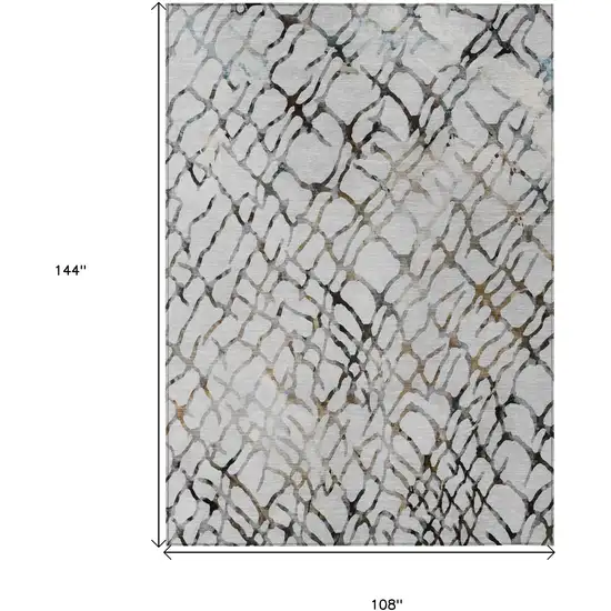 Silver Gray And Charcoal Abstract Washable Indoor Outdoor Area Rug Photo 3