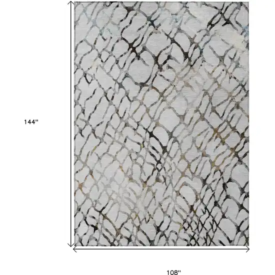 Silver Gray And Charcoal Abstract Washable Indoor Outdoor Area Rug Photo 3