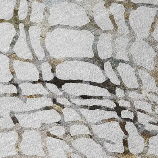 Silver Gray And Charcoal Abstract Washable Indoor Outdoor Area Rug Photo 8