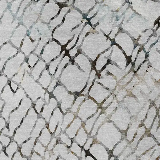 Silver Gray And Charcoal Abstract Washable Indoor Outdoor Area Rug Photo 6