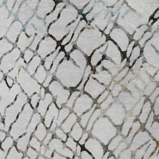 Silver Gray And Charcoal Abstract Washable Indoor Outdoor Area Rug Photo 7