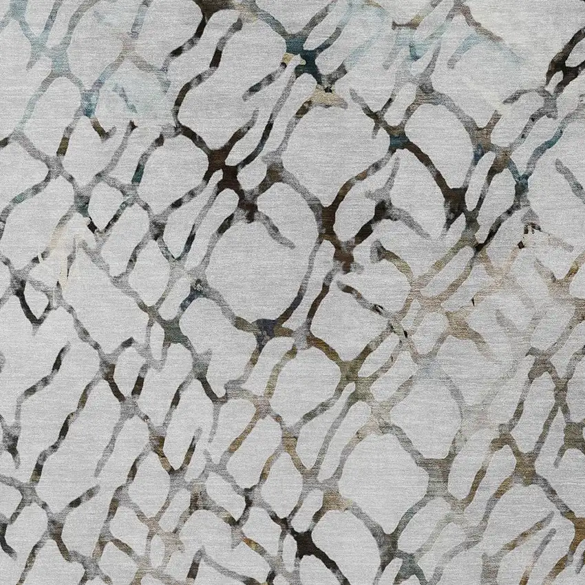 Silver Gray And Charcoal Abstract Washable Indoor Outdoor Area Rug Photo 7