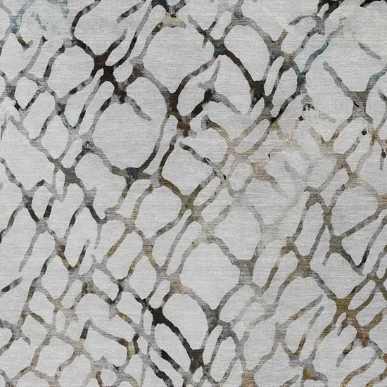 Silver Gray And Charcoal Abstract Washable Indoor Outdoor Area Rug Photo 5