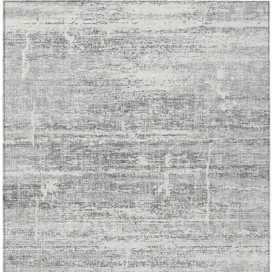 Silver Gray And Charcoal Abstract Washable Indoor Outdoor Area Rug Photo 4
