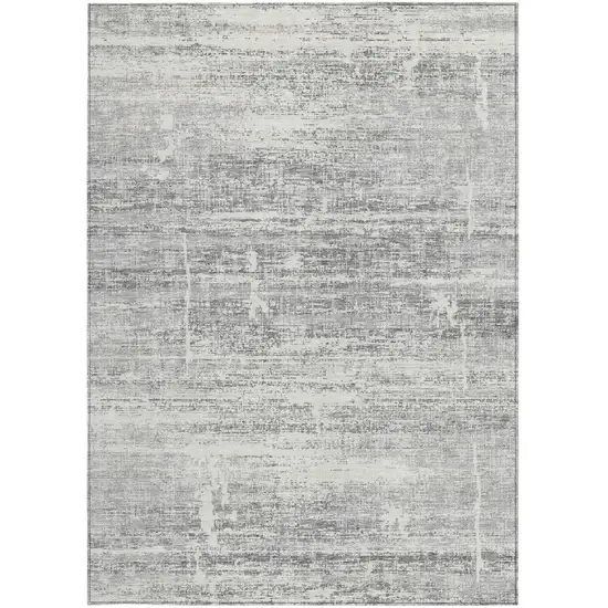 Silver Gray And Charcoal Abstract Washable Indoor Outdoor Area Rug Photo 6