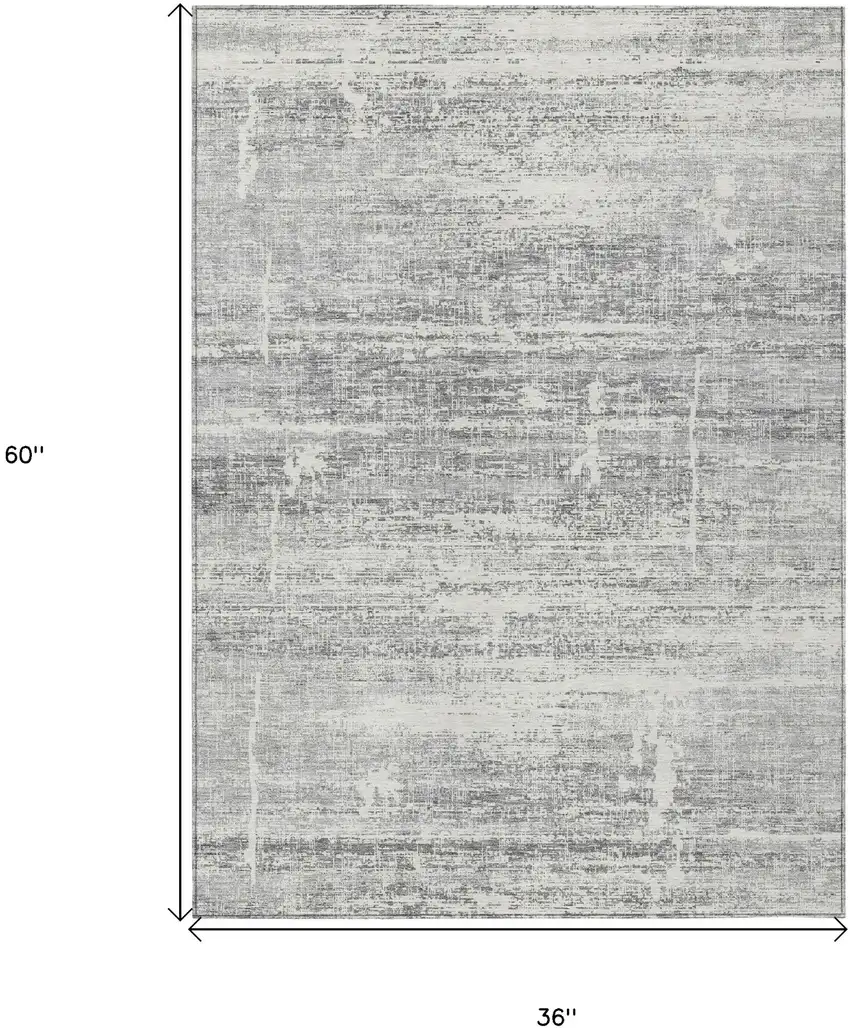 Silver Gray And Charcoal Abstract Washable Indoor Outdoor Area Rug Photo 7