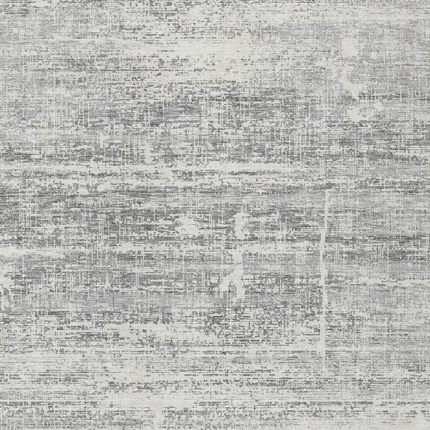 Silver Gray And Charcoal Abstract Washable Indoor Outdoor Area Rug Photo 6