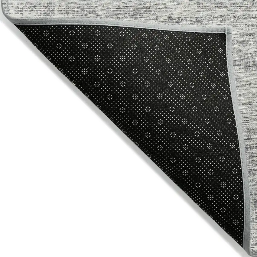 Silver Gray And Charcoal Abstract Washable Indoor Outdoor Area Rug Photo 2