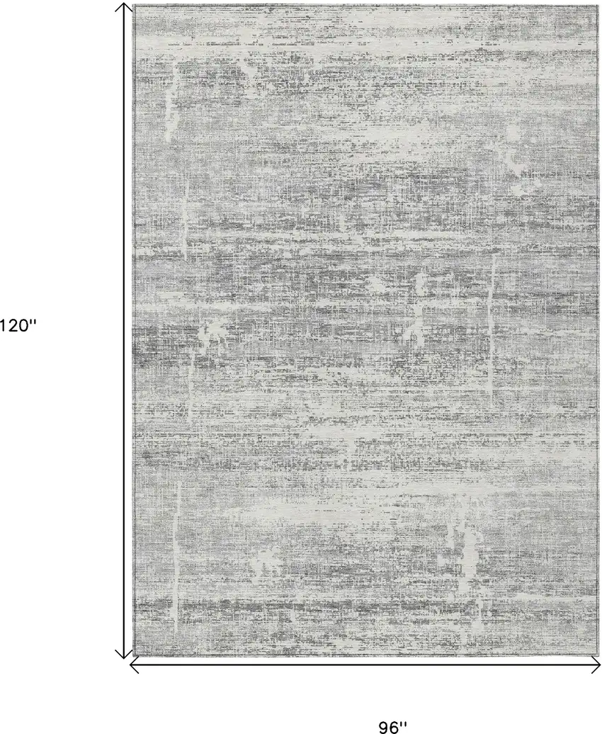 Silver Gray And Charcoal Abstract Washable Indoor Outdoor Area Rug Photo 9