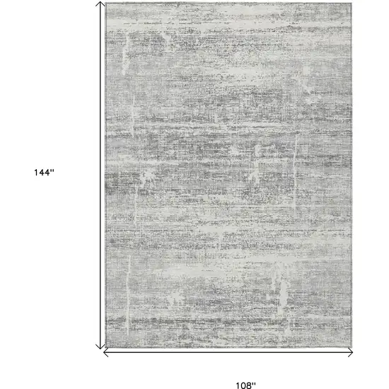 Silver Gray And Charcoal Abstract Washable Indoor Outdoor Area Rug Photo 3