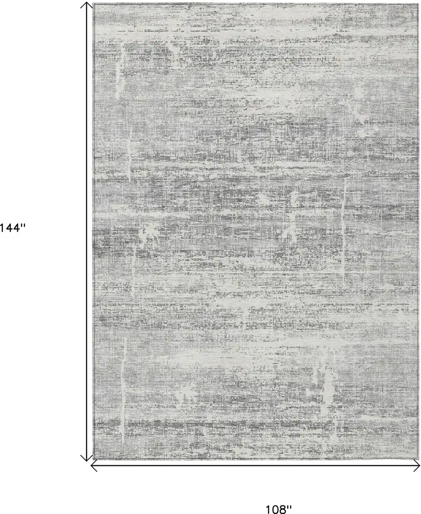 Silver Gray And Charcoal Abstract Washable Indoor Outdoor Area Rug Photo 3