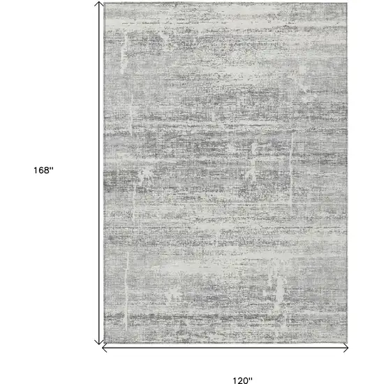 Silver Gray And Charcoal Abstract Washable Indoor Outdoor Area Rug Photo 3