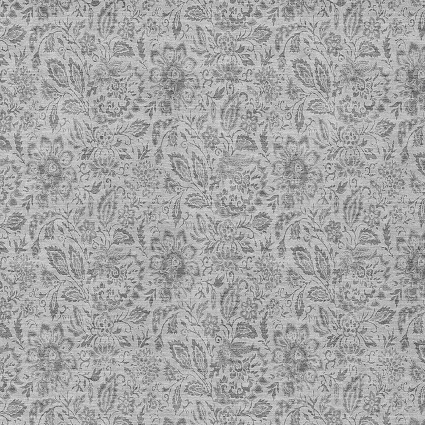 Silver Gray And Charcoal Floral Washable Indoor Outdoor Area Rug Photo 6