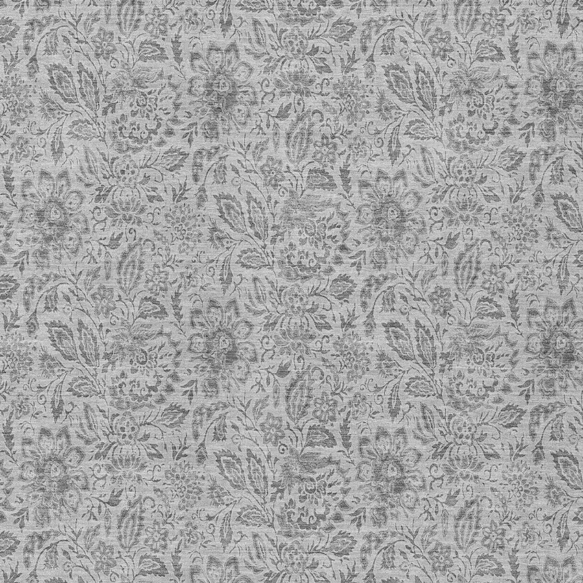 Silver Gray And Charcoal Floral Washable Indoor Outdoor Area Rug Photo 5